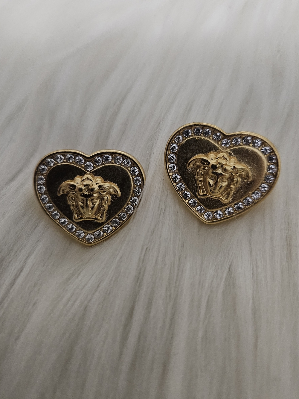 Gold Heart Medusa Stud Earrings - Women Jewelry